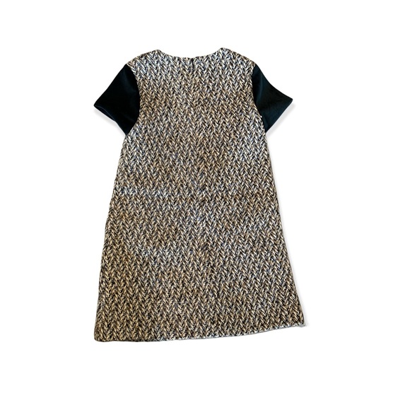 Short-Sleeve Tweed Dress w/ Faux-Leather Trim size 6 - Picture 3 of 6
